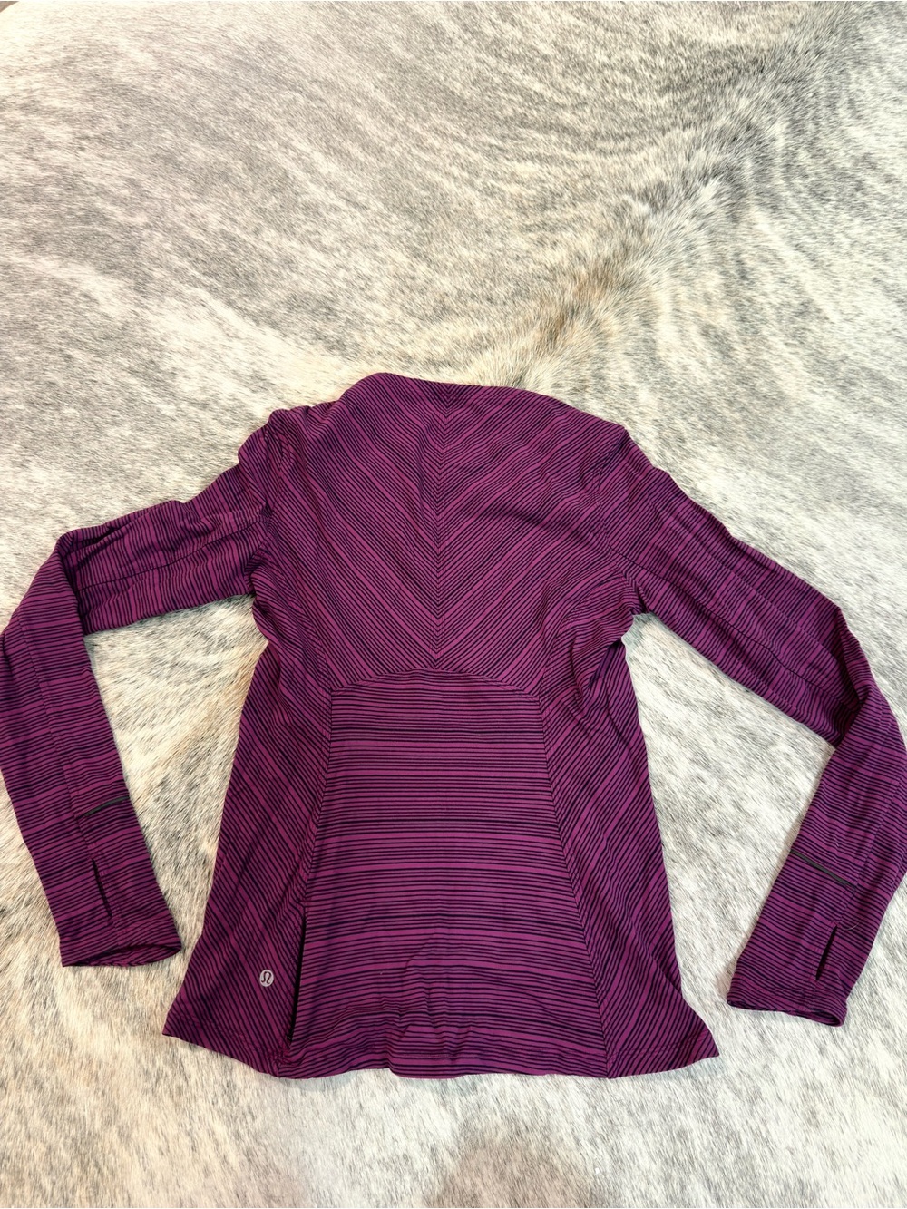 lululemon athletica Magenta and Black Striped Long-Sleeve Top